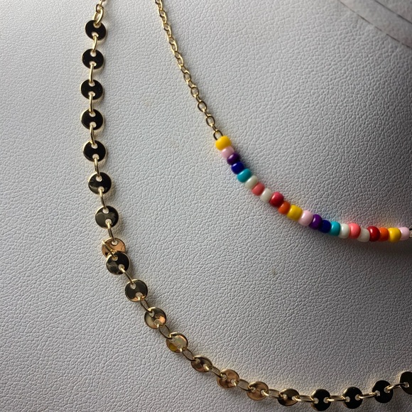 2 strand gold tone seed bead necklace - Picture 3 of 4